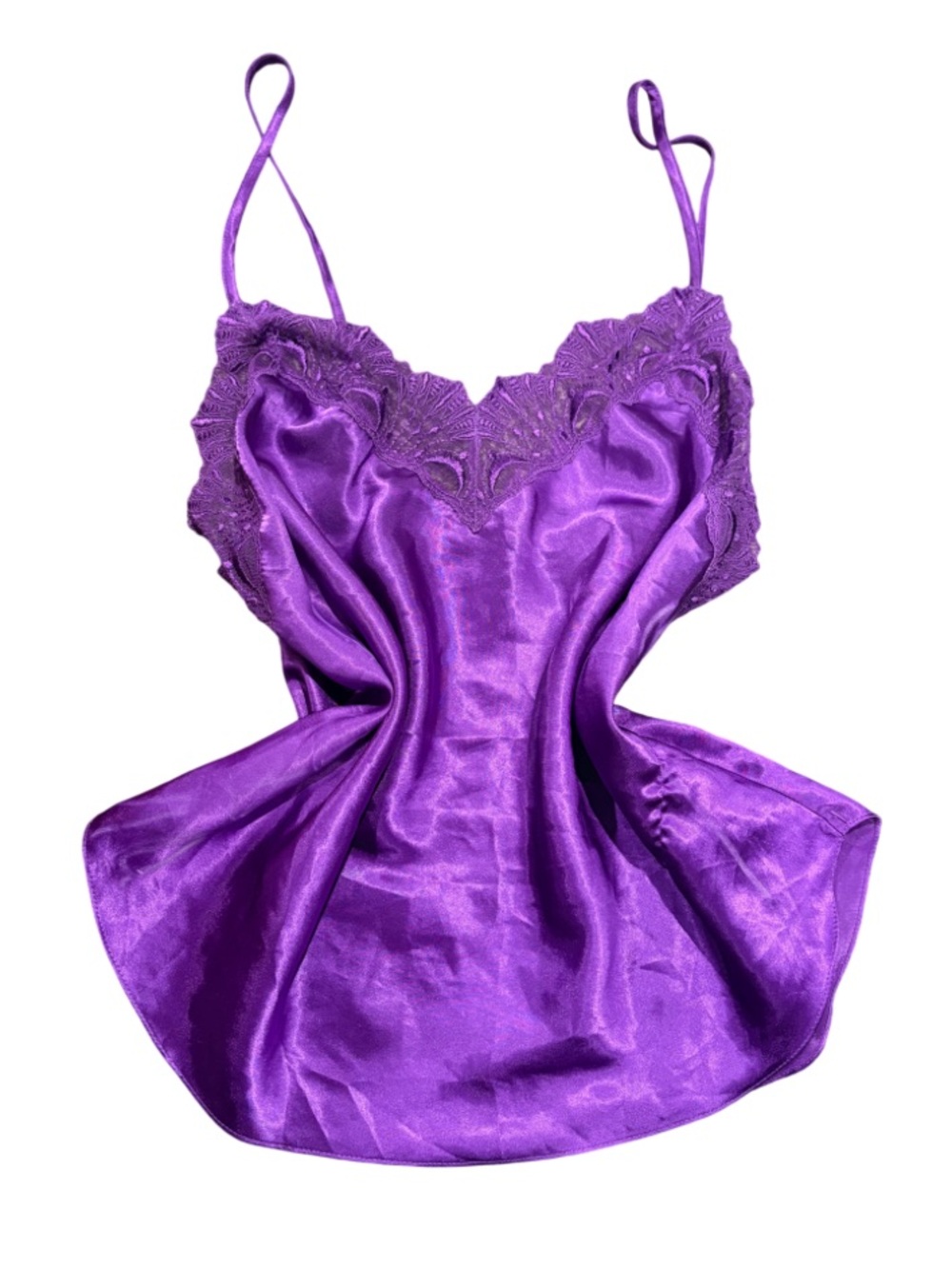 Victoria's Secret Purple Satin Lace-Trim Slip Chemise Cami